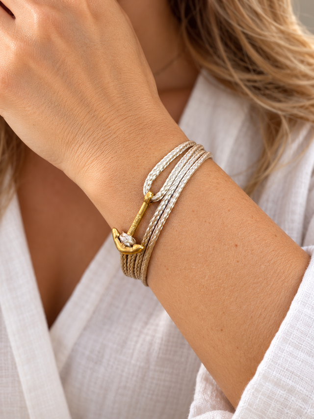 YACHT CREW Mini-Ankerarmband hellbraun