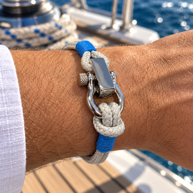 ROYAL 3mm nautical clasp bracelet grey blue