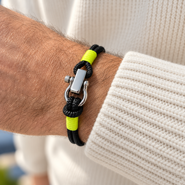 ROYAL 3mm nautical clasp bracelet black neon yellow