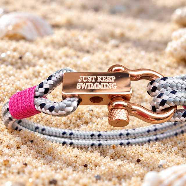 ROYAL 3mm nautical clasp bracelet grey mix pink