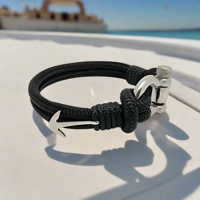 ADRIATICA Nautical Clasp & Anchor Bracelet Black