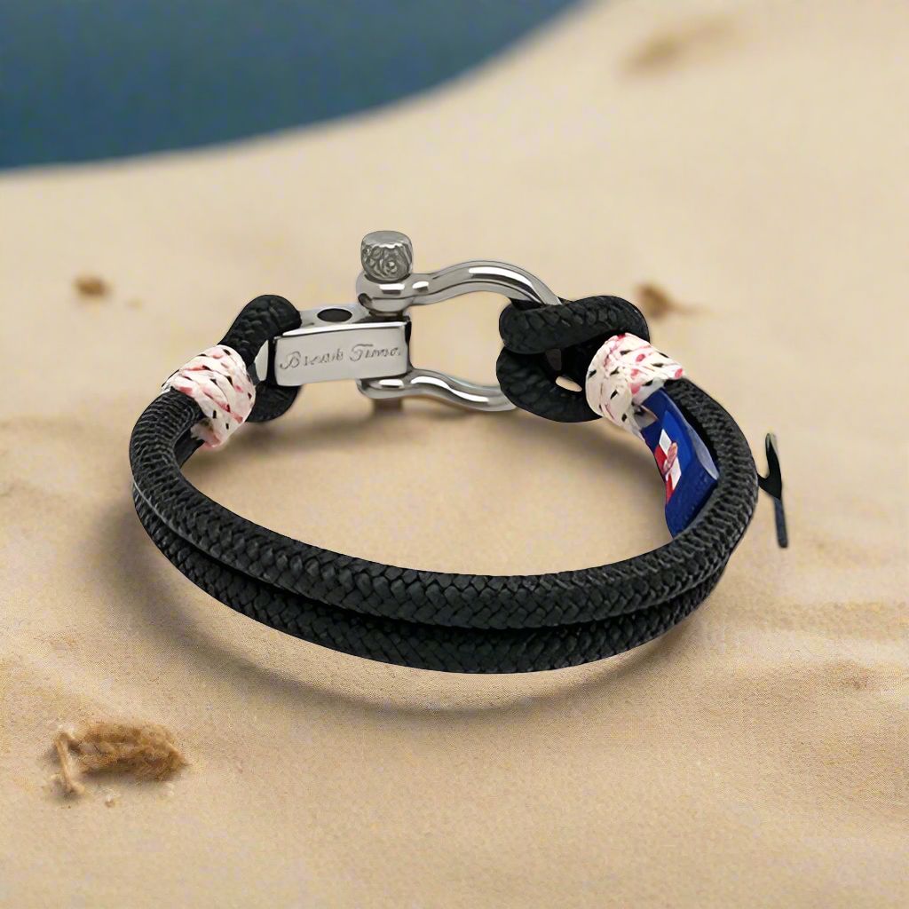 ADRIATICA Nautical Clasp & Anchor Bracelet Black White