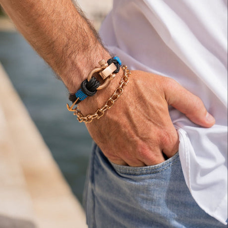 ADRIATICA Shackle & Anchor Bracelet Black Blue