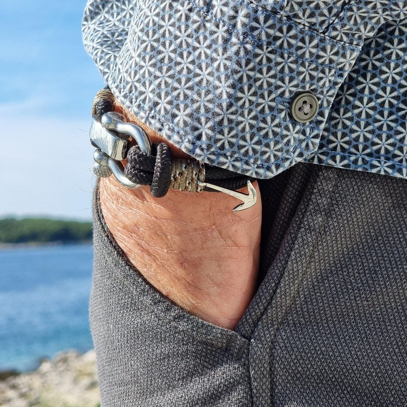 ADRIATICA Shackle & Anchor Bracelet Black Camo