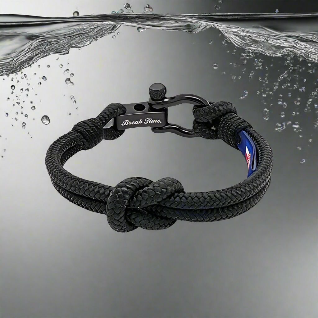 CAPTAIN 4mm Nautical Clasp Bracelet - Black