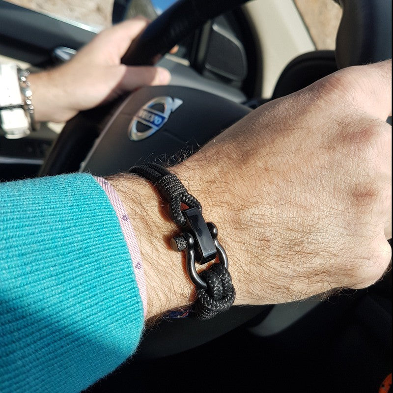 CAPTAIN 4mm Nautical Clasp Bracelet - Black