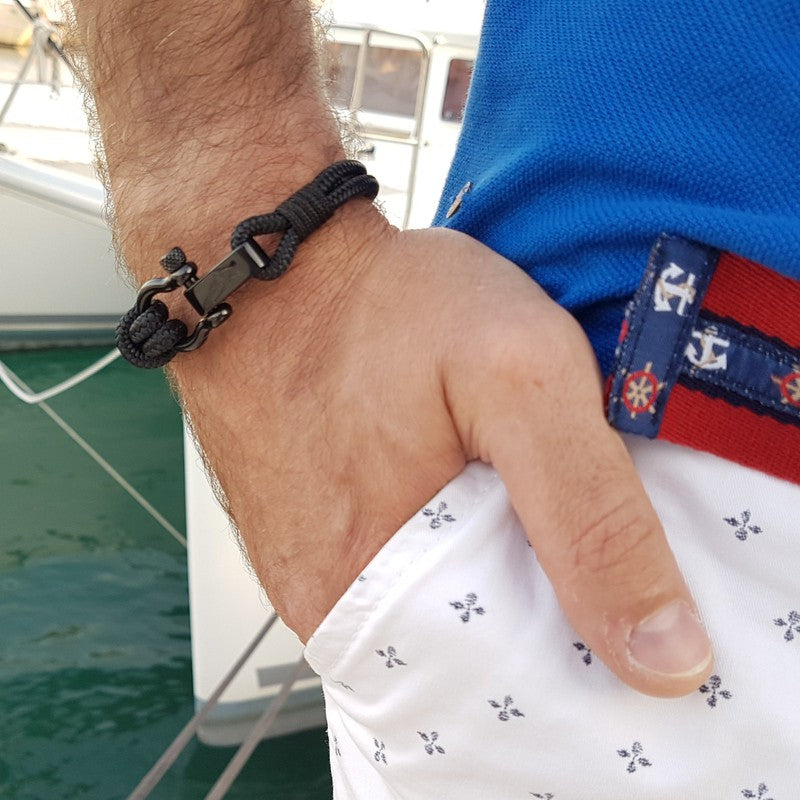 CAPTAIN 4mm Nautical Clasp Bracelet - Black