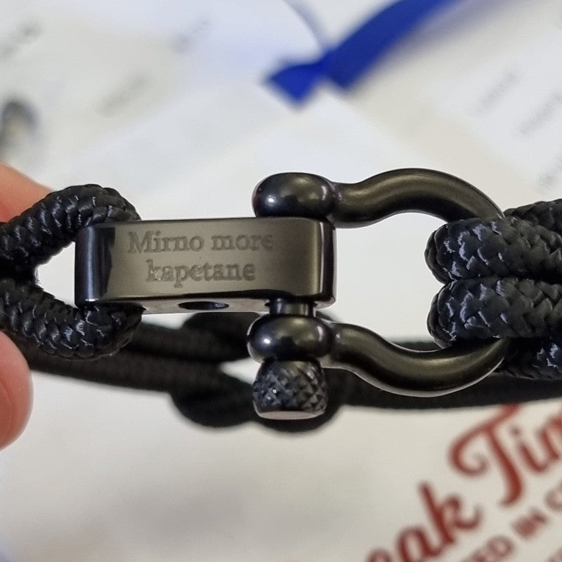 CAPTAIN 4mm Nautical Clasp Bracelet - Black