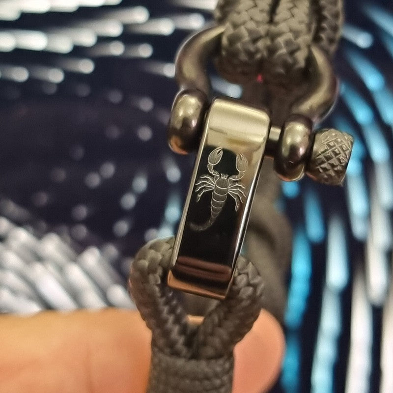 CAPTAIN 4mm Nautical Clasp Bracelet - Black