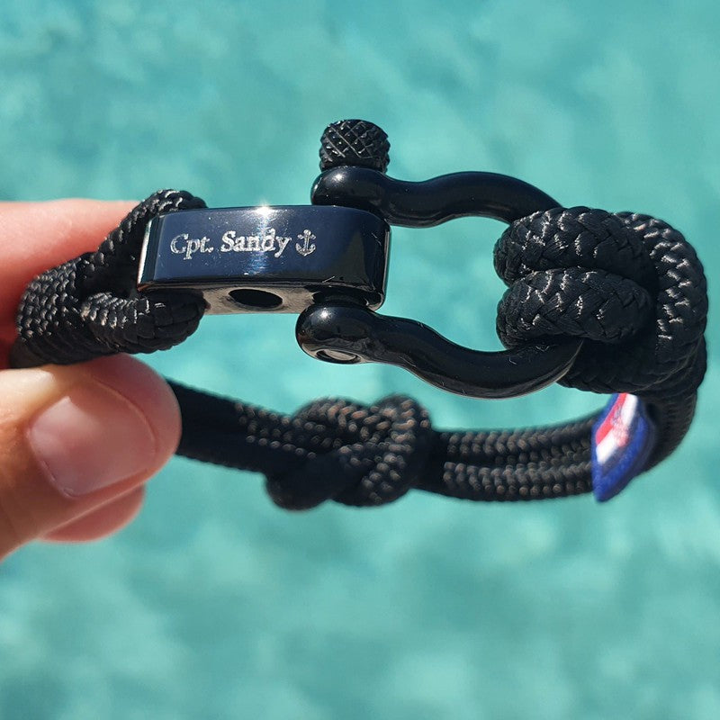 CAPTAIN 4mm Nautical Clasp Bracelet - Black