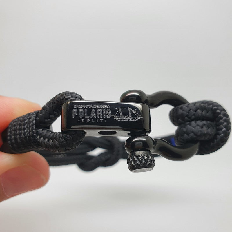 CAPTAIN 4mm Nautical Clasp Bracelet - Black