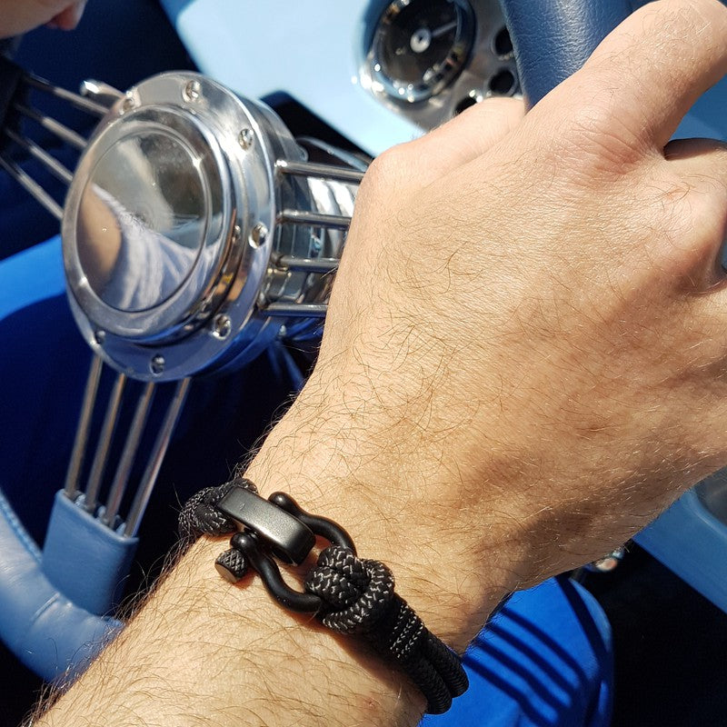 CAPTAIN 4mm Nautical Clasp Bracelet - Black