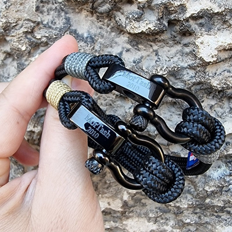 CAPTAIN 4mm Nautical Clasp Bracelet - Grey