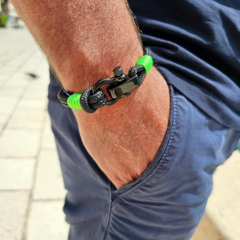 CAPTAIN 4mm Nautical Clasp Bracelet - Neon Green