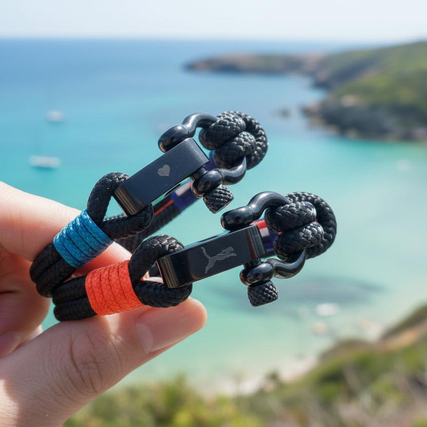 CAPTAIN 4mm Nautical Clasp Bracelet - Neon Orange