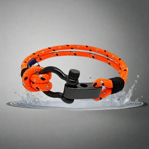 CAPTAIN 4mm Nautical Clasp Bracelet - Orange Mix