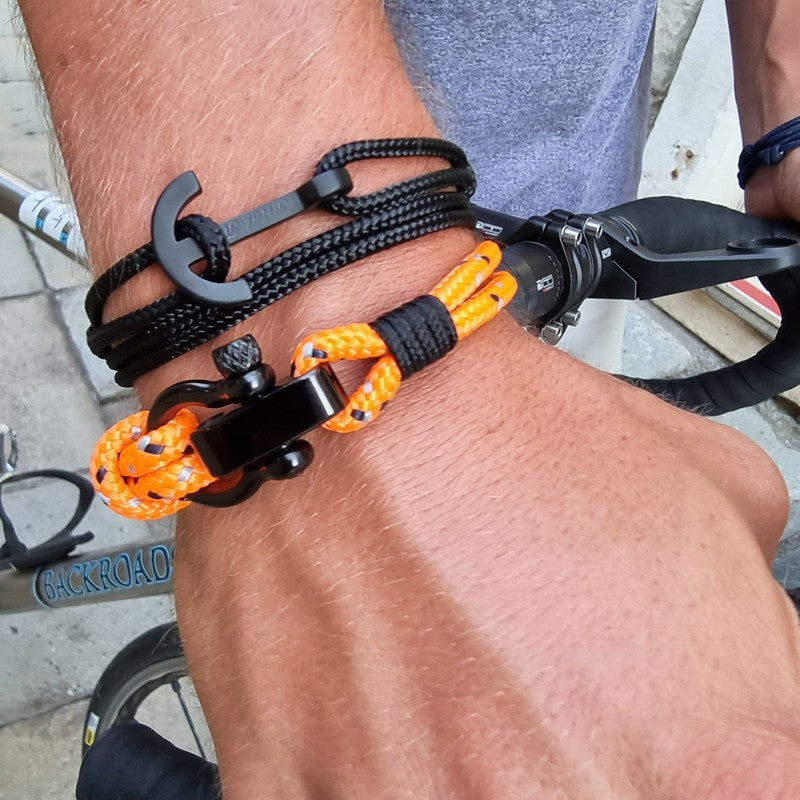 CAPTAIN 4mm Nautical Clasp Bracelet - Orange Mix