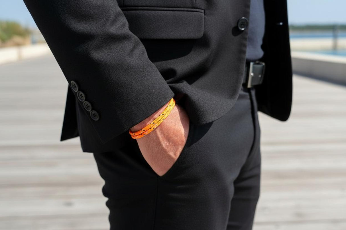 CAPTAIN 4mm Nautical Clasp Bracelet - Orange Mix