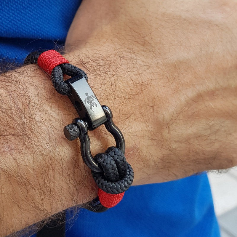CAPTAIN 4mm Nautical Clasp Bracelet - Red