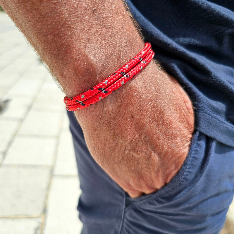 CAPTAIN 4mm Nautical Clasp Bracelet - Red Mix