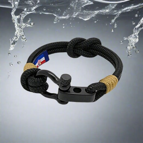 CAPTAIN Black Shackle Bracelet - Gold