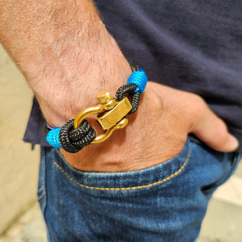 CORSAIR 5mm Nautical Clasp Bracelet Black Blue