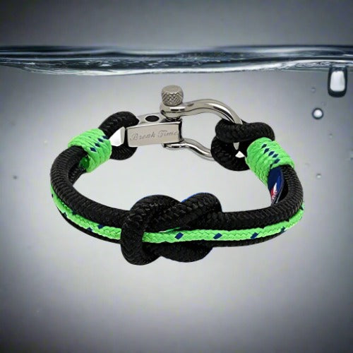 CORSAIR 5mm Nautical Clasp Bracelet Black Green