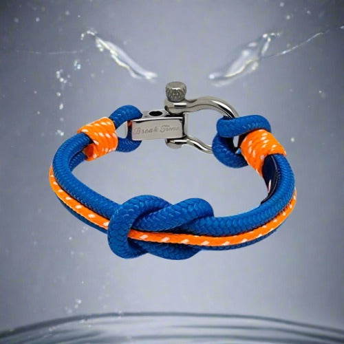 CORSAIR 5mm Nautical Clasp Bracelet Blue Orange