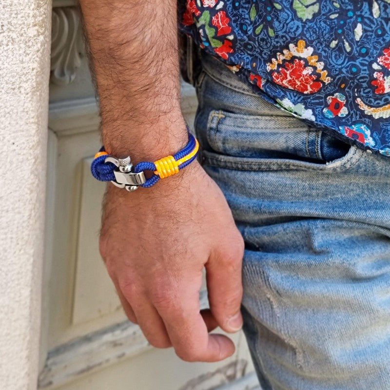 CORSAIR 5mm Nautical Clasp Bracelet Blue Orange
