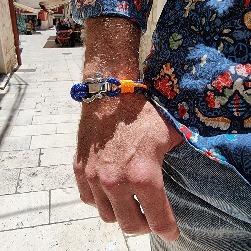 CORSAIR 5mm Nautical Clasp Bracelet Blue Orange