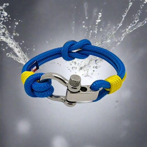 CORSAIR 5mm Nautical Clasp Bracelet Blue Yellow