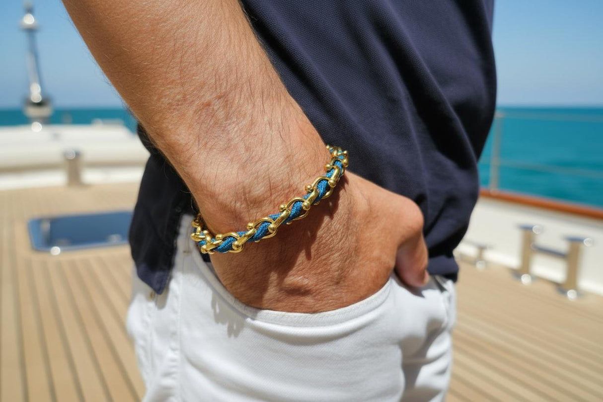 OCEAN MAXI Designer Bracelet / Necklace Gray Blue