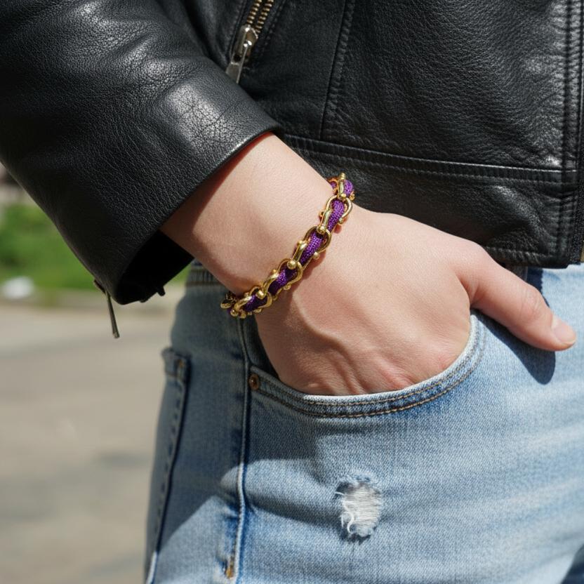 OCEAN MAXI Designer Bracelet / Necklace Neon Purple