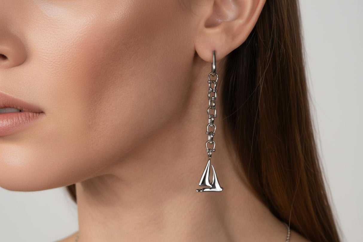 OCEAN MINI Dangle Earrings with Boat Pendant