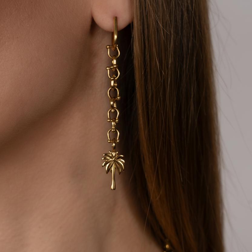 OCEAN MINI Dangle Earrings with Palm Tree Pendant