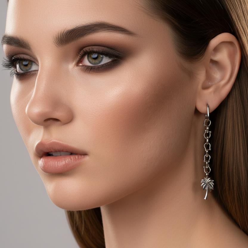 OCEAN MINI Dangle Earrings with Palm Tree Pendant