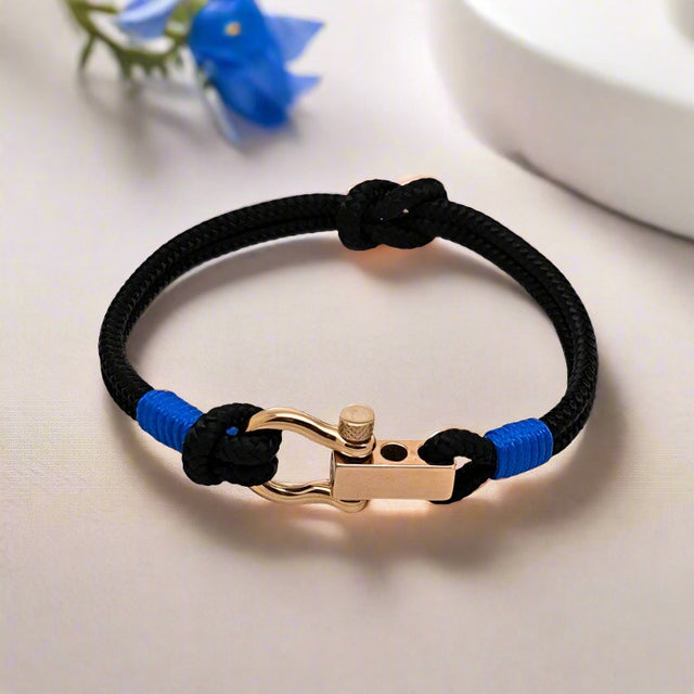 ROYAL 3mm nautical clasp bracelet black blue