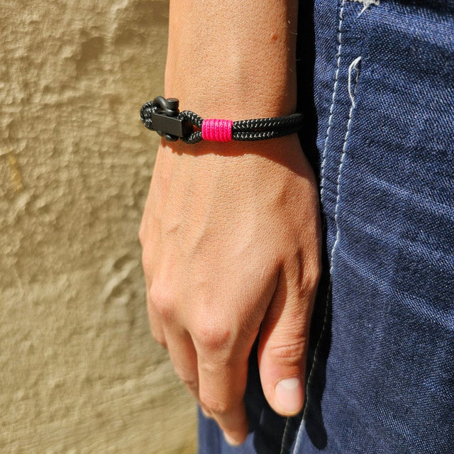 ROYAL 3mm nautical clasp bracelet black fuchsia