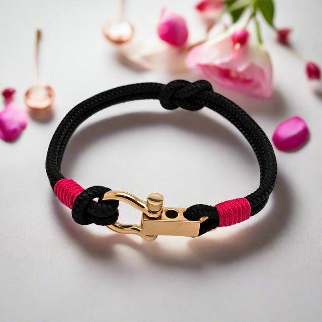 ROYAL 3mm nautical clasp bracelet black fuchsia