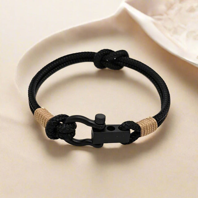 ROYAL 3mm nautical clasp bracelet black light brown