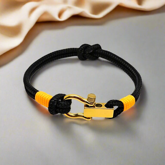 ROYAL 3mm nautical clasp bracelet black orange