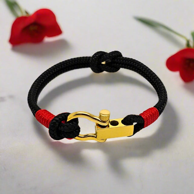 ROYAL 3mm nautical clasp bracelet black red