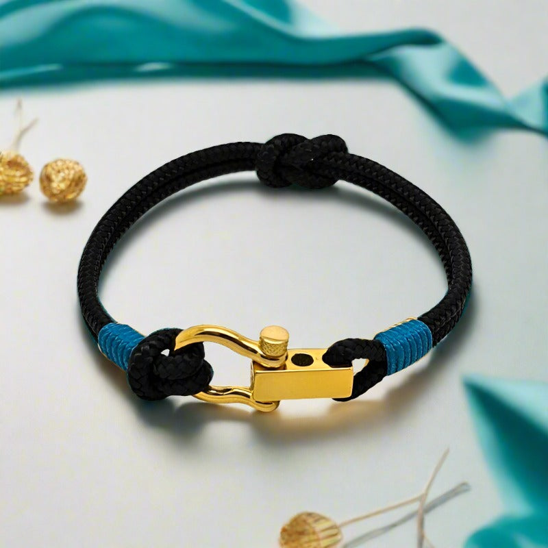 ROYAL 3mm nautical clasp bracelet black teal