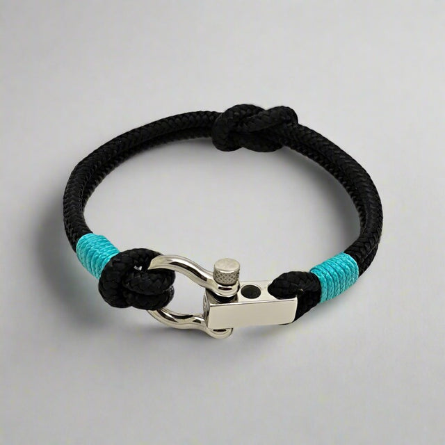 ROYAL 3mm nautical clasp bracelet black turquoise