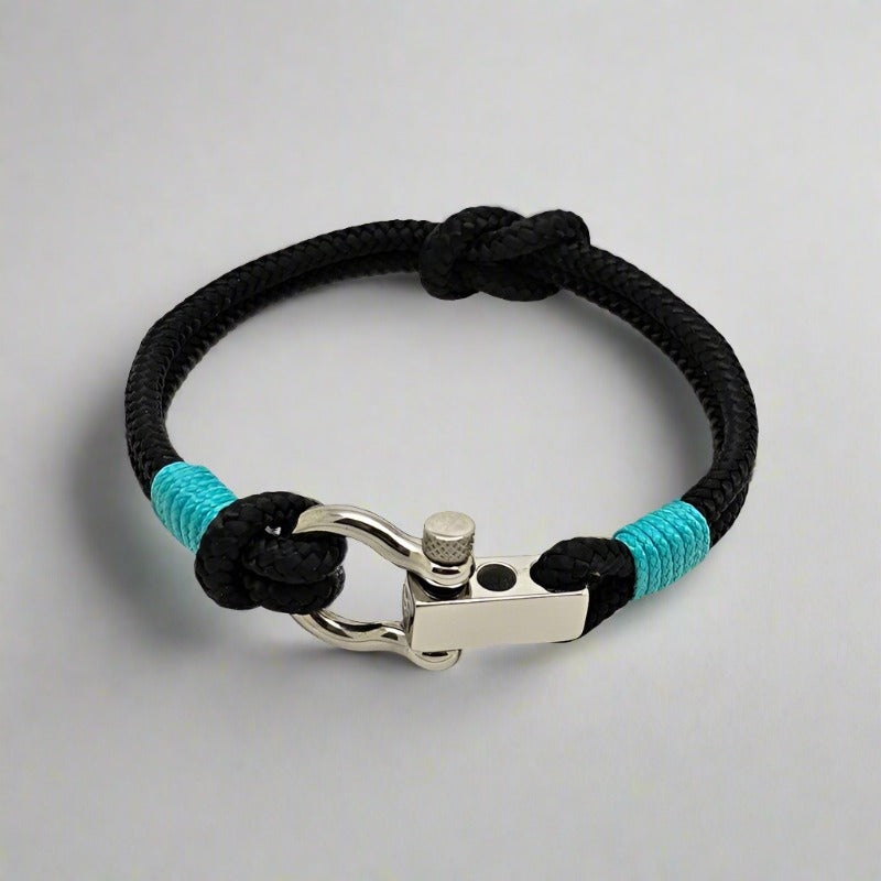 ROYAL 3mm nautical clasp bracelet black turquoise