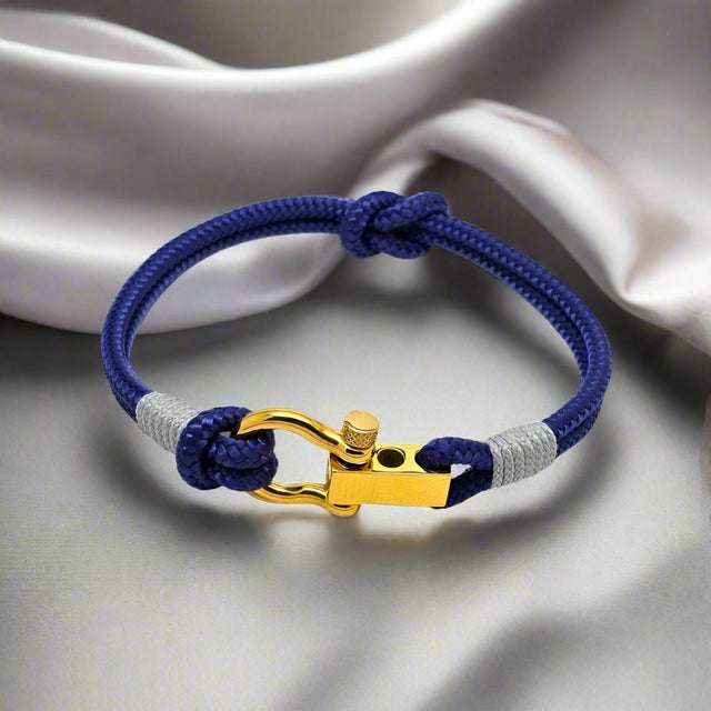 ROYAL 3mm nautical clasp bracelet blue grey