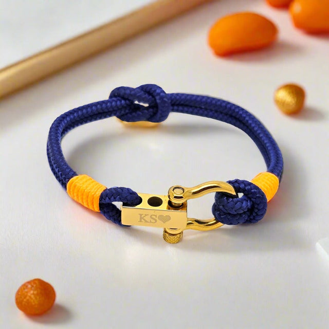 ROYAL 3mm nautical clasp bracelet blue orange