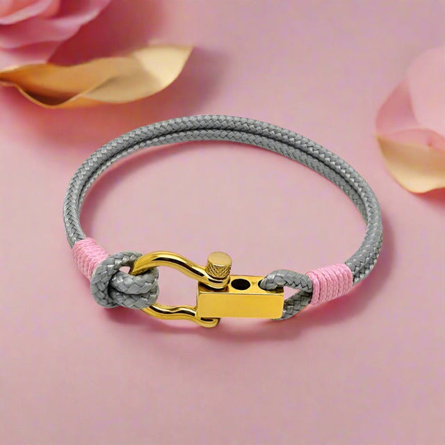 ROYAL 3mm nautical clasp bracelet grey baby pink