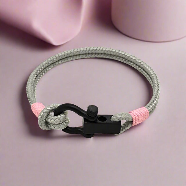 ROYAL 3mm nautical clasp bracelet grey baby pink