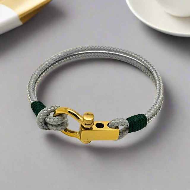 ROYAL 3mm nautical clasp bracelet grey dark green